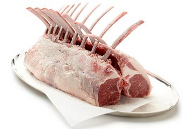 Grass Fed (Halal) Gourmet Lamb (baby) Frenched Racks (double with cap off), 8 cutlets per rack & 2 racks/vacuum pack, weighing 850-890g (2 racks), price/2 racks, frozen