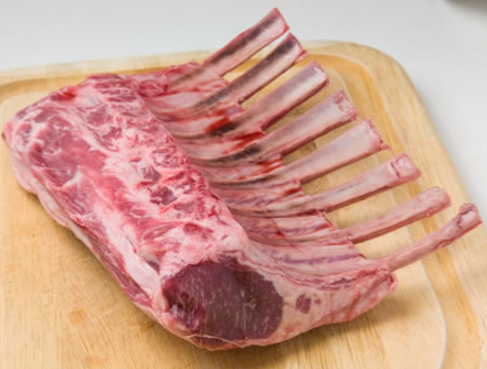 Chilled Grass Fed (Halal) Gourmet Baby Lamb Frenched Rack (single with cap off), 8 cutlets/rack, 450g (1 rack), price/rack