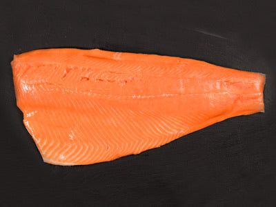 King Salmon (Chinook-Sashimi grade) Whole Side Fillet (New Zealand, Halal), bone-in, skin-on, price/whole fillet, frozen