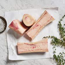 Grass Fed Beef Marrow Bones, cut 75mm (split half length wise), price 1kg/pack, frozen