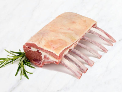 2 packs (value pack) Grass Fed (Halal) Lamb Frenched Rack (double with cap on), 8 cutlets/rack, 1.2kg (2 racks), price/4 racks (approx 4.8kg), frozen