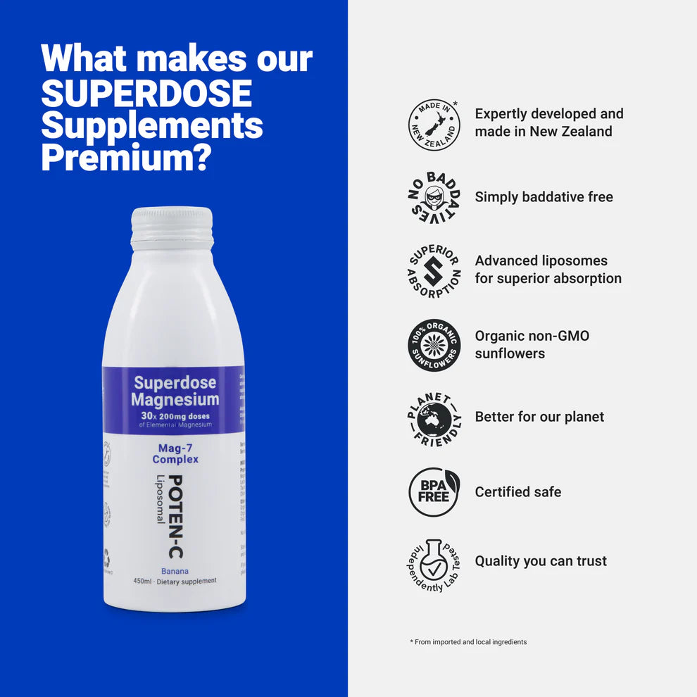 Superdose Liposomal Magnesium (200mg/75ml), Banana - 5x Doses