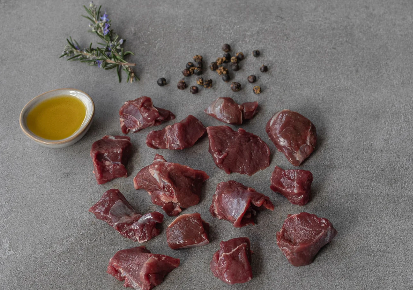 Chilled Grass Fed Venison (Red Deer) Diced, 1kg