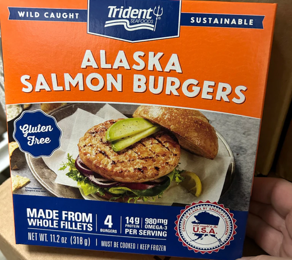Alaska Salmon Burgers, 4 patties/pack, 318g (total), price/pack, frozen