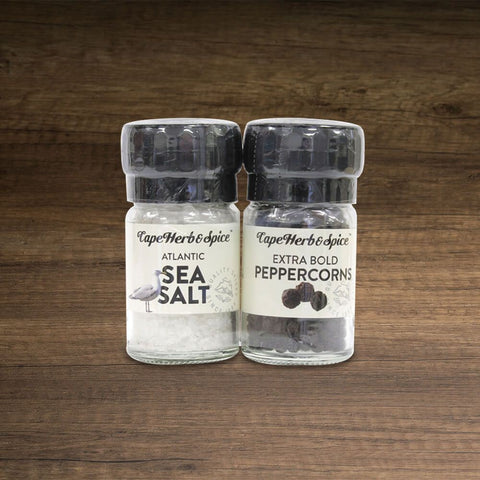 Cape Herb & Spice Mini Grinder Twin Set Salt & Pepper, 75g Salt, 35g Pepper