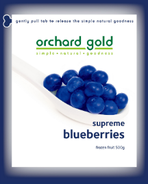 Orchard Gold Supreme Blueberries, 500g, price/pack, frozen