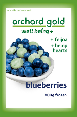Orchard Gold Well Being + Feijoa & Hemp Hearts, 800g, price/pack, frozen