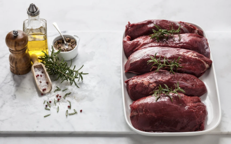 3 packs (value pack) Chilled Grass Fed Venison (Red Deer) Rump, boneless, 440-480g, price/3 pack (approx 1.38kg)