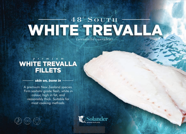 Wild White Warehou (Trevella) Fillets (New Zealand), Bone-in, skin-on, 500g, price/pack, frozen