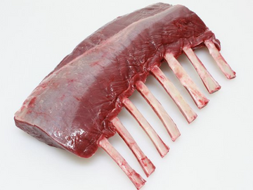 Chilled Grass Fed Venison (Red Deer) 8 Rib Frenched Rack (cap off), 109kg, price/portion