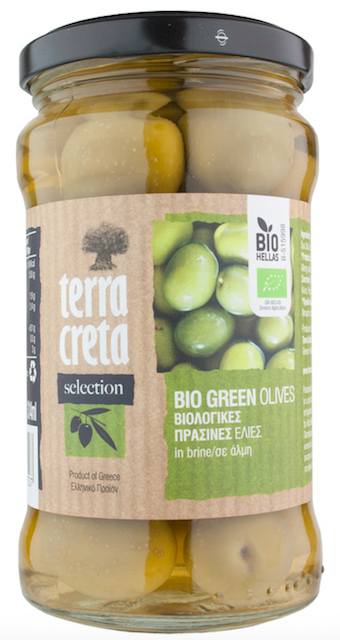 Organic Green Olives (Terra Creta) - Unpitted 315ml