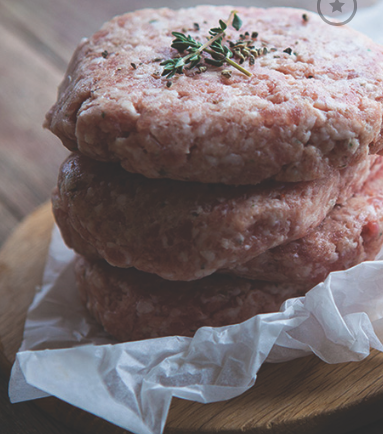 4 packs (value pack) Pork Burger Patties 2pc/pack of 300g (total 1200g), price/4 pack (8 patties), frozen