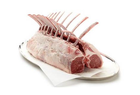 Chilled Grass Fed (Halal) Gourmet Baby Lamb Frenched Rack (double with cap off), 8 cutlets/rack, average 900g (2 racks), price/2 racks