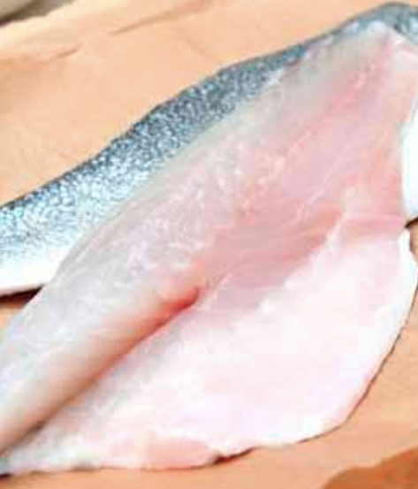 Barramundi (Seabass) Fillet, skin on, boneless (Halal), 500g (2 fillets), price/pack, frozen