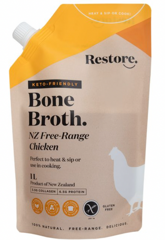 New Zealand Free Range (Halal) Chicken Bone Broth, 1 Litre, price/pouch, frozen