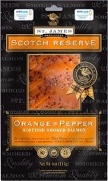 Cold Smoked Salmon Slices, Orange & Pepper, 114g per pack, frozen