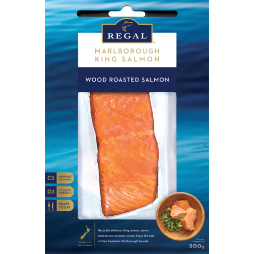 King Salmon Fillet Portion, Hot Smoked Natural, skinless, boneless, 150g, price/pack, frozen
